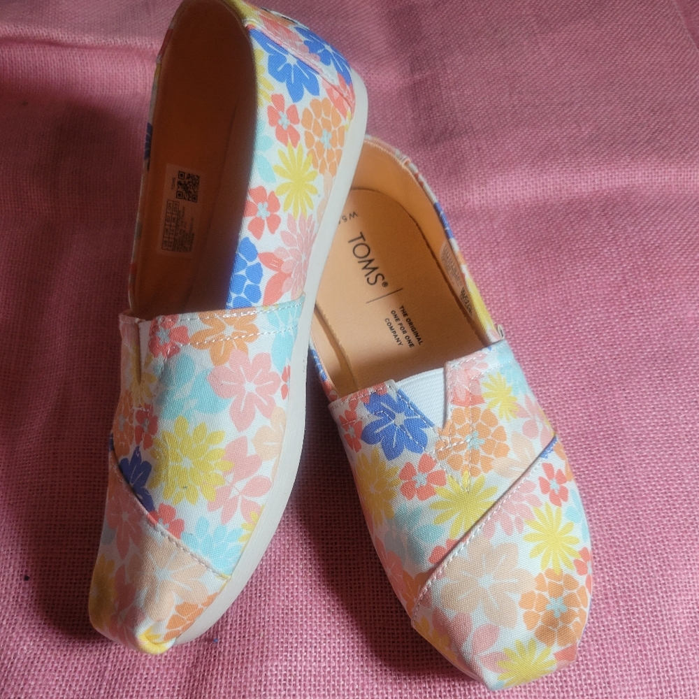 Toms Floral Flower Power Shoes 5.5 - Picture 1 of 7